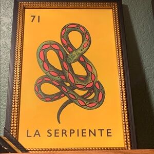 Yellow & Pink Snake Wall Art La Loteria Prints-  New Framed